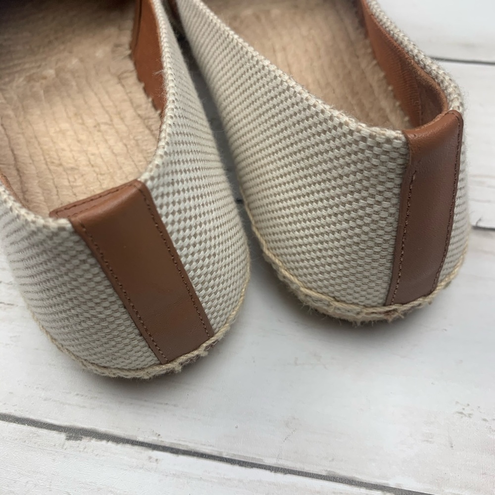 Tory Burch Sidney Flats Espadrille Slip On Logo Leather Brown Tan New 8 1/2 - Picture 3 of 5